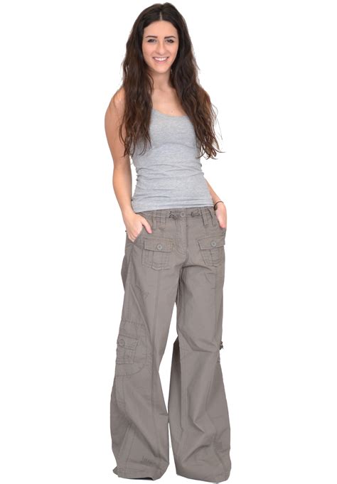 New Ladies Womens Baggy Wide Leg Loose Lightweight Combat Trousers ...