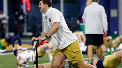 Notre Dame football QB Riley Leonard does limited work at spring practice