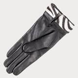 Ladies Zebra Cuff Black Cashmere Lined Leather Gloves – Black.co.uk