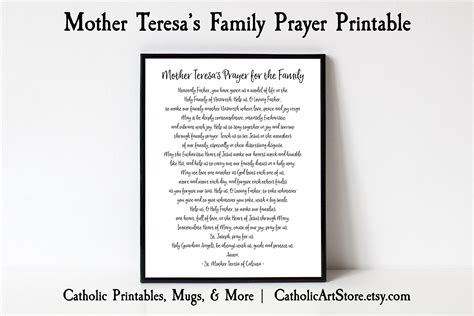 Mother Teresa's Prayer for the Family, Saint Teresa of Calcutta Prayer ...