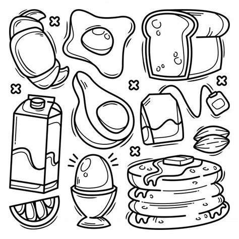 Premium Vector | Set of breakfast doodle in 2024 | Doodle art designs ...