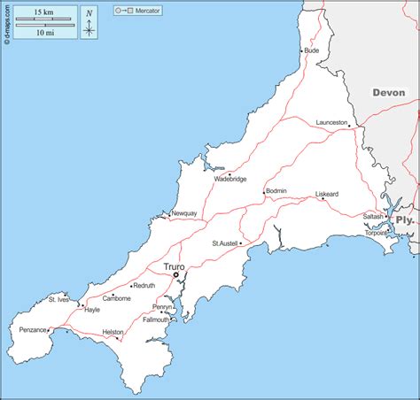 Detailed Map Of Cornwall England