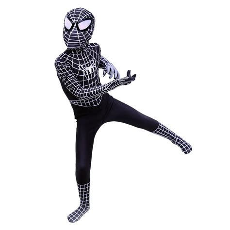 New Kids Venom Black Spiderman Costume For Boys Superhero Spandex Halloween Cosplay Bodysuits ...