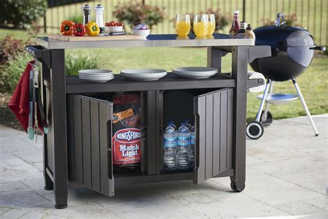 Keter Unity XL Indoor Outdoor Entertainment BBQ Storage Table / Prep ...