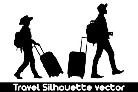 Premium Vector | Travel silhouette vector with suitcases on white background vacation silhouette ...