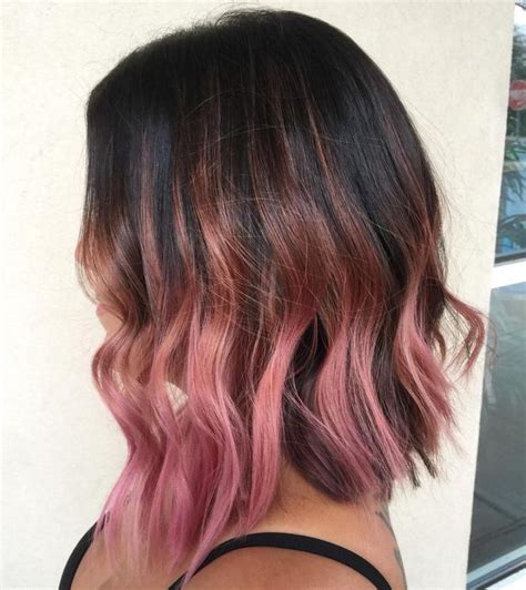 Dark Brown Hair With Light Pink Highlights