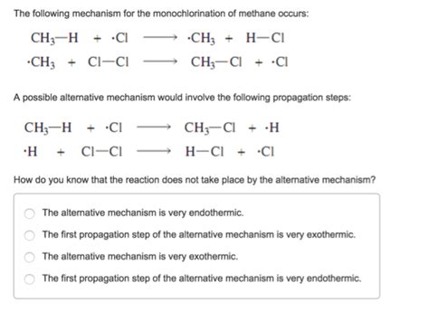 Solved The following mechanism for the monochlorination of | Chegg.com