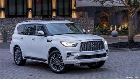 2018 Infiniti QX80 (Color: White) - Front Three-Quarter | Caricos