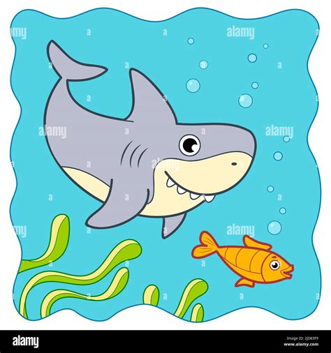 Cute Shark underwater cartoon. Shark clipart vector illustration Stock Vector Image & Art - Alamy