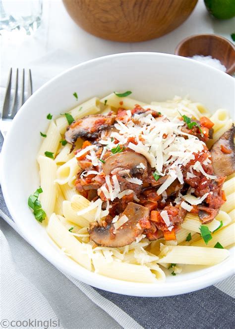 Quinoa Pasta With Tomato Mushroom Sauce