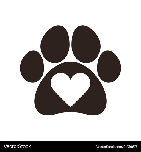 Paw print with heart Royalty Free Vector Image