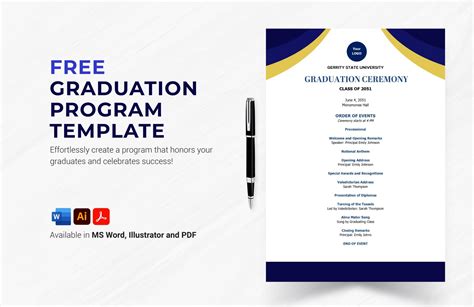 Graduation Program Template in Word, Illustrator, PDF - Download | Template.net