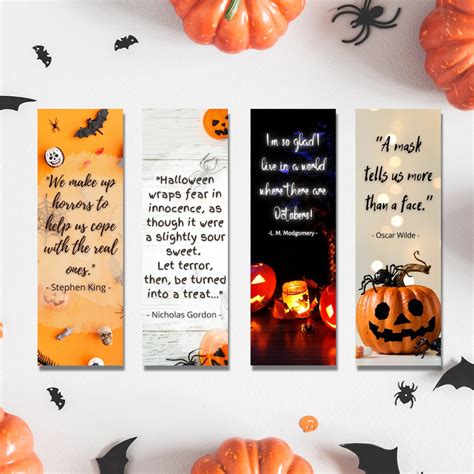 Halloween Printable Quote Bookmarks Set of 4 Famous Quotes Spooky ...