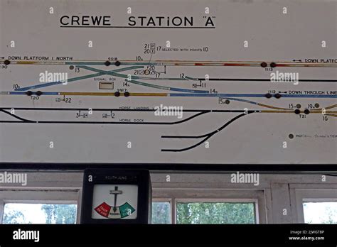 Traditional Victorian railway signalbox schematic diagram map, Crewe ...