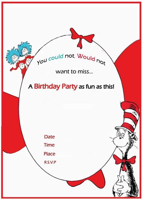 Dr Seuss Birthday Invitation free template - Invitations Online