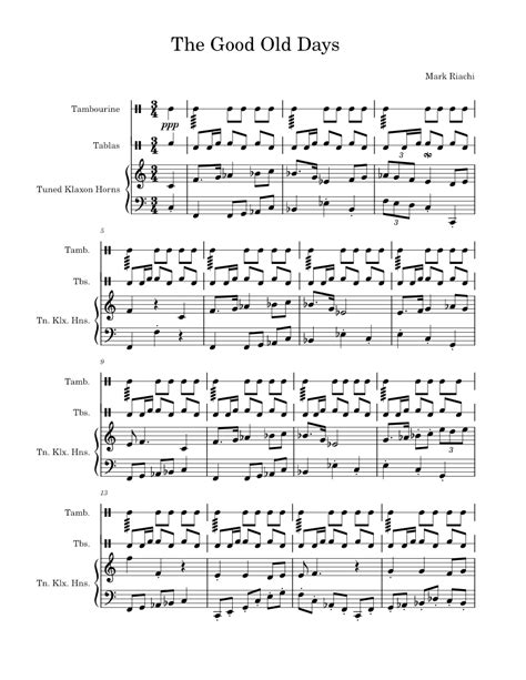 The Good Old Days Sheet music for Piano, Tambourine, Tabla (Mixed Ensemble) | Musescore.com