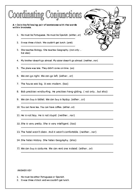 Coordinating Conjunctions Worksheet