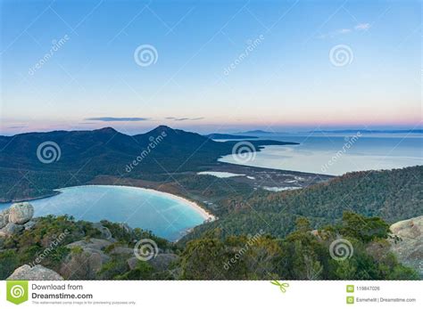 Aerial View on Wineglass Bay and Freicynet National Park Stock Photo ...