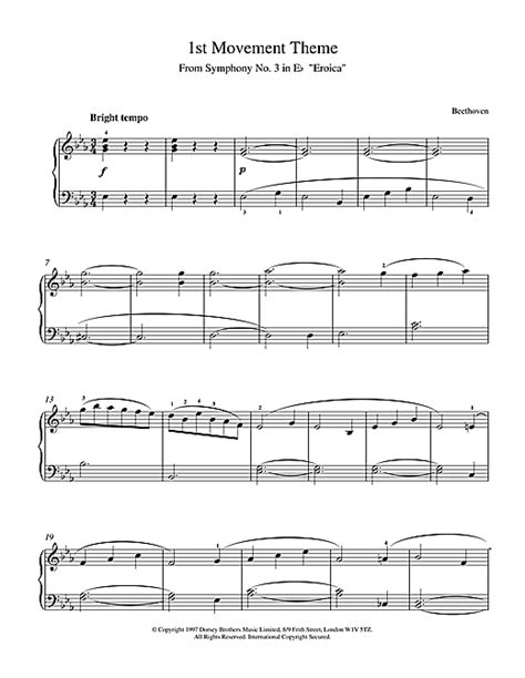 Theme from Symphony No. 3 (Eroica), 1st Movement sheet music by Ludwig ...