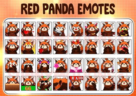 Cute Kawaii Red Panda Twitch Discord Emotes / Kawai Animal | Etsy | Red ...