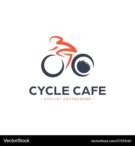 Bicycle coffee shop cafe logo with cyclist riding Vector Image