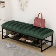 Lemacte Brown Faux Leather Bench End of Bed Bench Bedroom Bench with Storage Tufted Accent Bench ...
