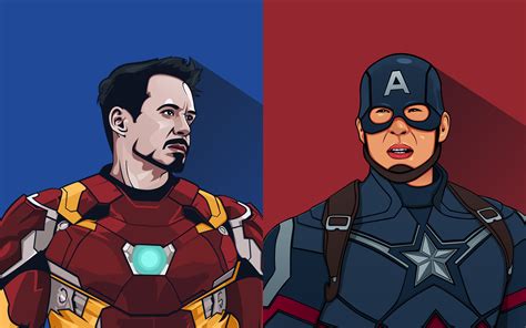 Captain America Iron Man Minimal Art Wallpaper, HD Minimalist 4K ...