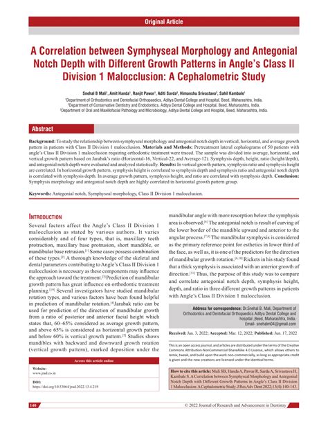 (PDF) 2022 A Correlation between Symphyseal Morphology and Antegonial Notch Depth with Different ...