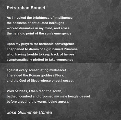 Petrarchan Sonnet by JG Correa - Petrarchan Sonnet Poem