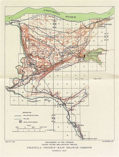 Umatilla Project Map, 1910