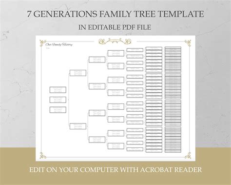 Fillable Family Tree Template Editable Genealogy Chart Family Tree ...