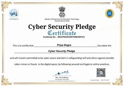 Ministry of Electronics & Information Technology - Govt of India Free Cyber Security Certificate