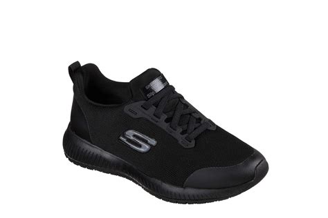 Skechers Work Squad SR Black Slip Resistant Memory Foam Relaxed Fit Shoes - KissShoe