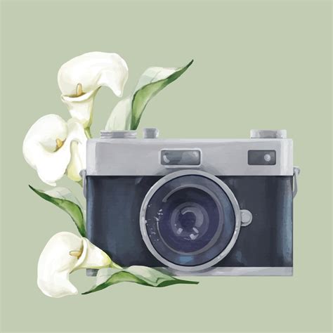 Vintage Flower Camera in Watercolor 6959270 Vector Art at Vecteezy