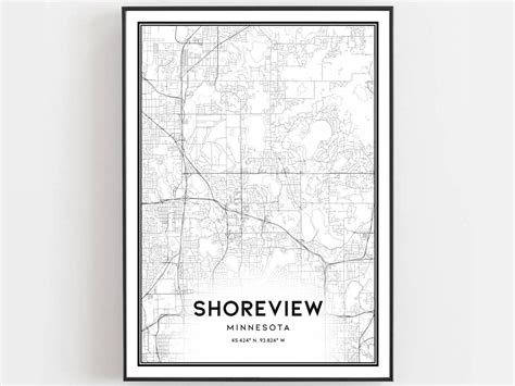 Shoreview Map Print, Shoreview Map Poster Wall Art, Mn City Map ...