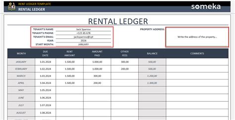 Rent Ledger Template [Instant Download Excel File]