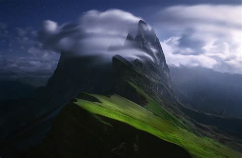 Cloudy Green Mountain Peak Wallpaper, HD Nature 4K Wallpapers, Images ...