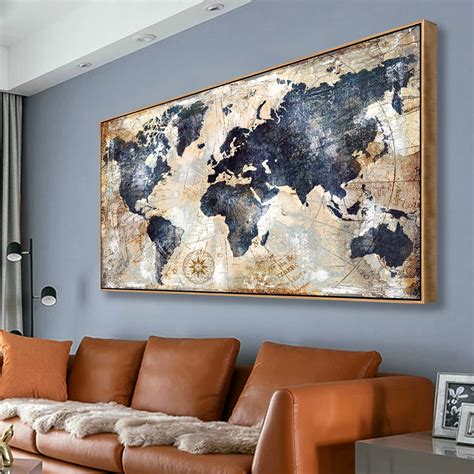 Framed Wall Art World Map Wall Art Print Picture Wall Art Decor Home ...