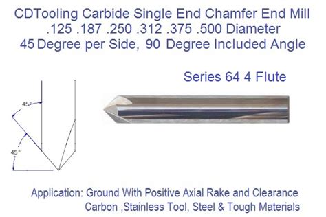 90 Degree Included 45 Per Side Angle 4 Flute Carbide Chamfer Mill ...