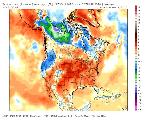 Map: US Temperature Anomaly from July 18 through July 25, 2016 ...