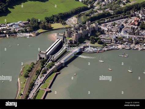 Conwy castle aerial hi-res stock photography and images - Alamy