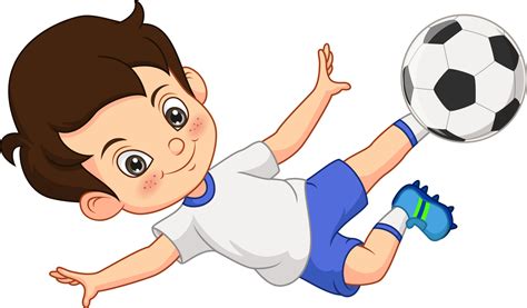 niño pequeño de dibujos animados jugando al fútbol 5112609 Vector en ...