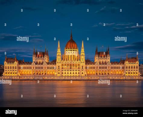 Hungarian Parliament at night Stock Photo - Alamy