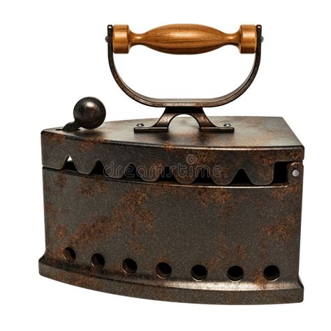 Old Charcoal Box Iron with Wood Handle. 3D Rendering Stock Illustration ...