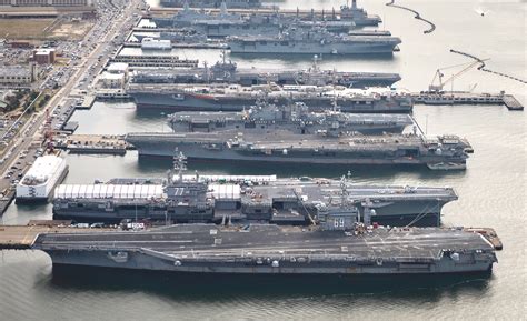 Five carriers in port at Naval Station Norfolk, Va., the world's ...