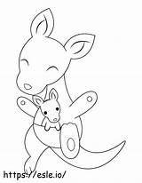 Cute Mother And Baby Kangaroo coloring Page sketch template