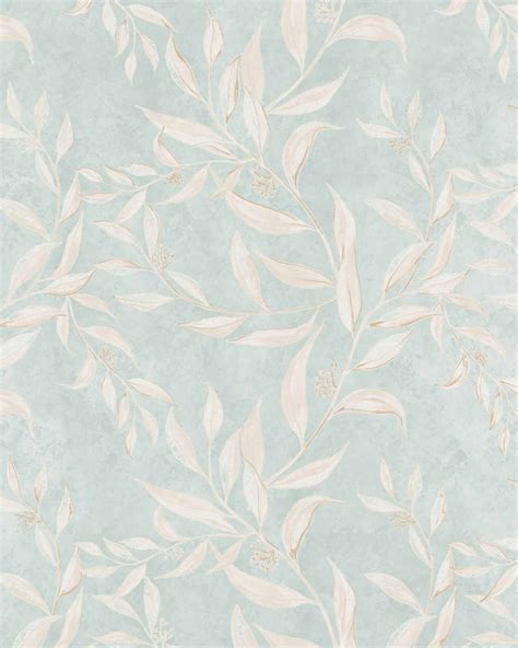 Olive Leaf & Branches Wallpaper in Blue | Linen, Peel & Stick or Paste – Olive et Oriel