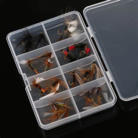 Maximumcatch Clear Plastic Fly Fishing Box With 24pcs Fly Fishing Hooks Fly Files Combo Set-in ...