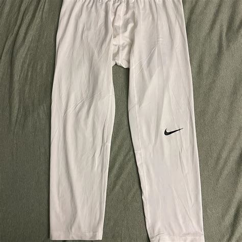 White nike compression pants. Tagged a m. Only worn... - Depop