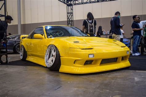 Modified Yellow Nissan 200SX S13 in the Elite Showcase Editorial Stock ...